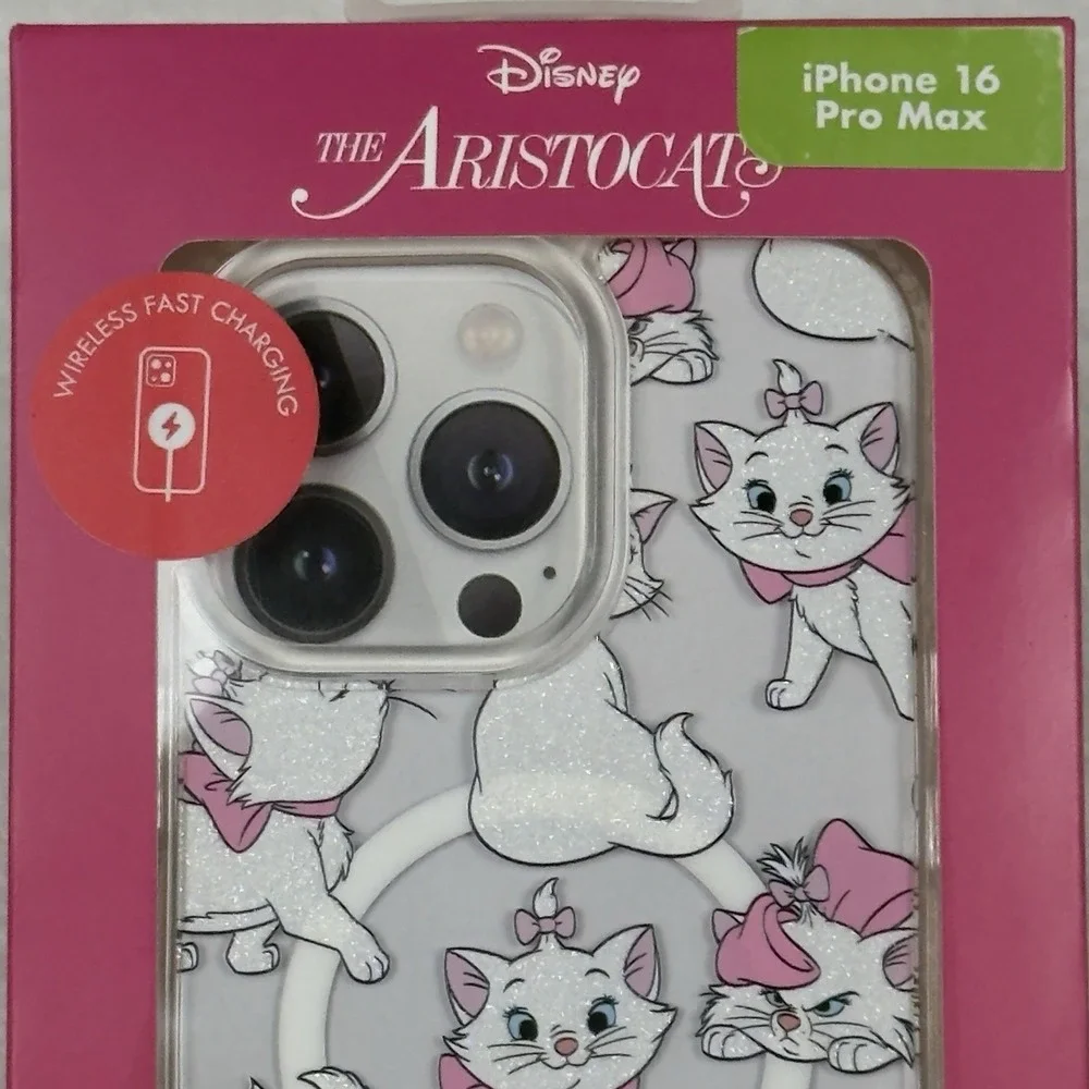Disney Aristocats iPhone 16‎ Pro Max Case Hearts Kittens Cats Fast Charging New